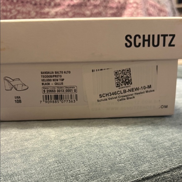 SCHUTZ Callie Black Velvet Crossover Heeled Mules - Picture 6 of 6